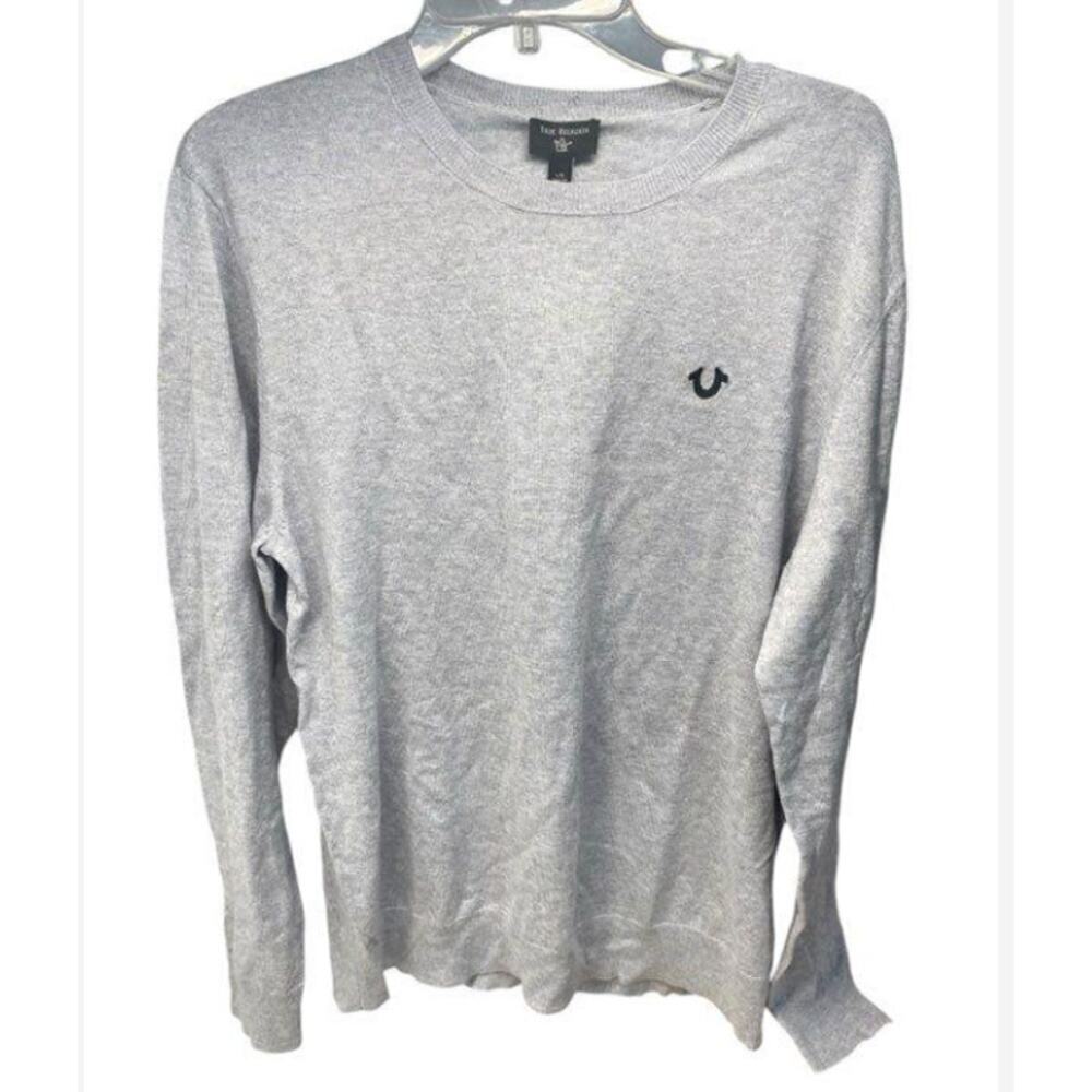Men’s True Religion Y2K Heather Grey Crewneck Sweater Size L – NWT